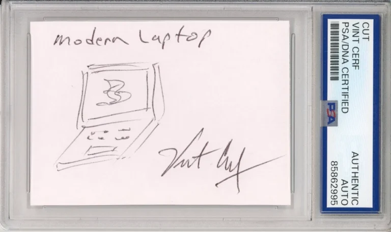 Vint Cerf FATHER OF THE INTERNET SIGNED SKETCH 1/1 Modern Laptop PSA DNA AUTO