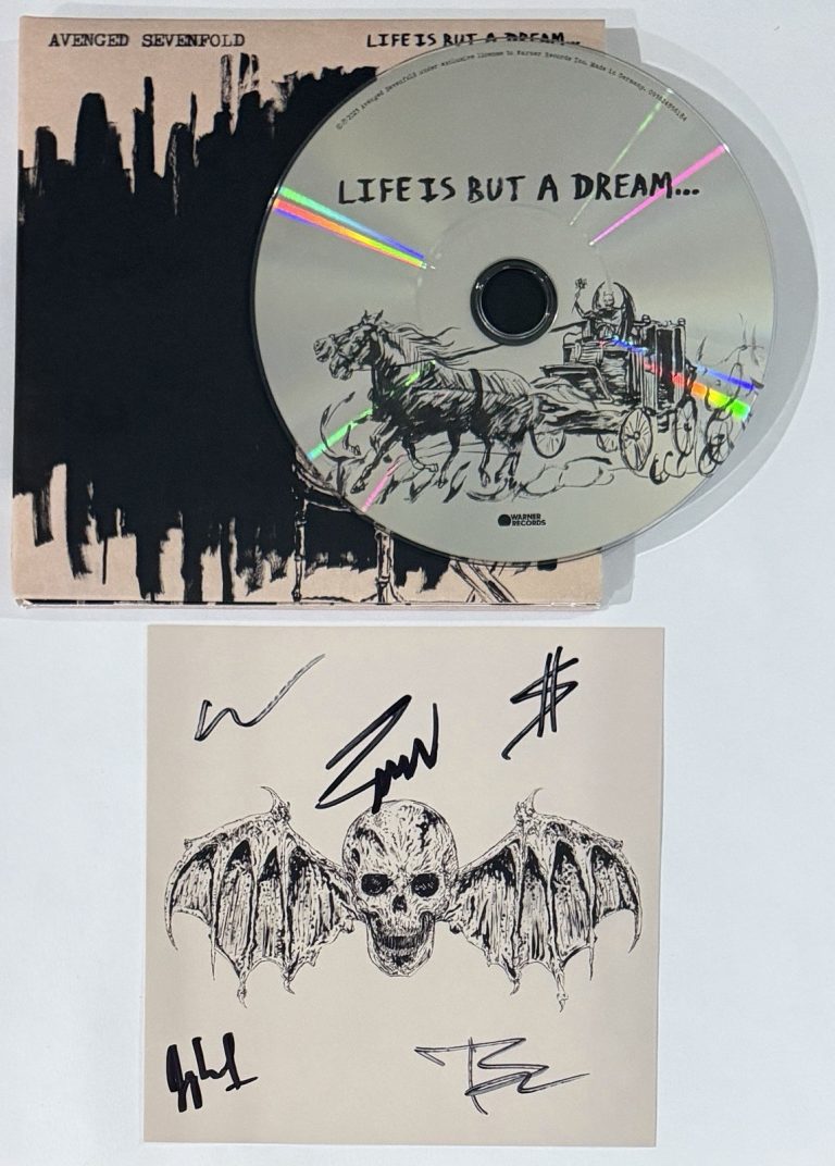 SIGNED Avenged Sevenfold Life Is But A Dream Art Card & CD Beckett BAS COA AUTO