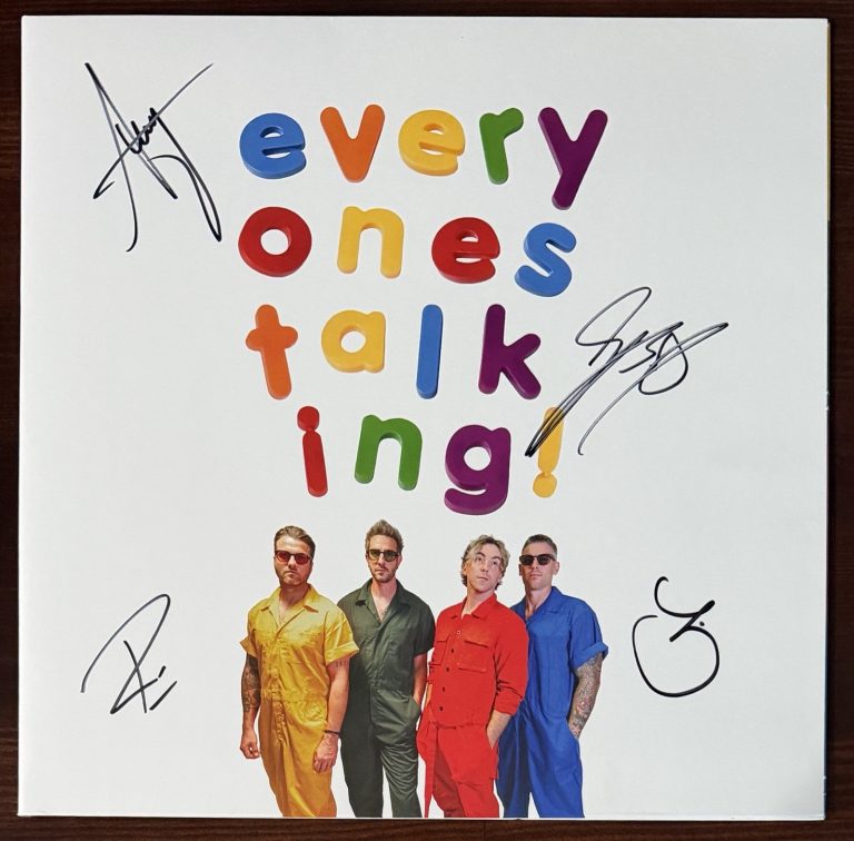 SIGNED ALL TIME LOW EVERYONES TALKING CLEAR VINYL LP BECKETT BAS COA AUTOGRAPH