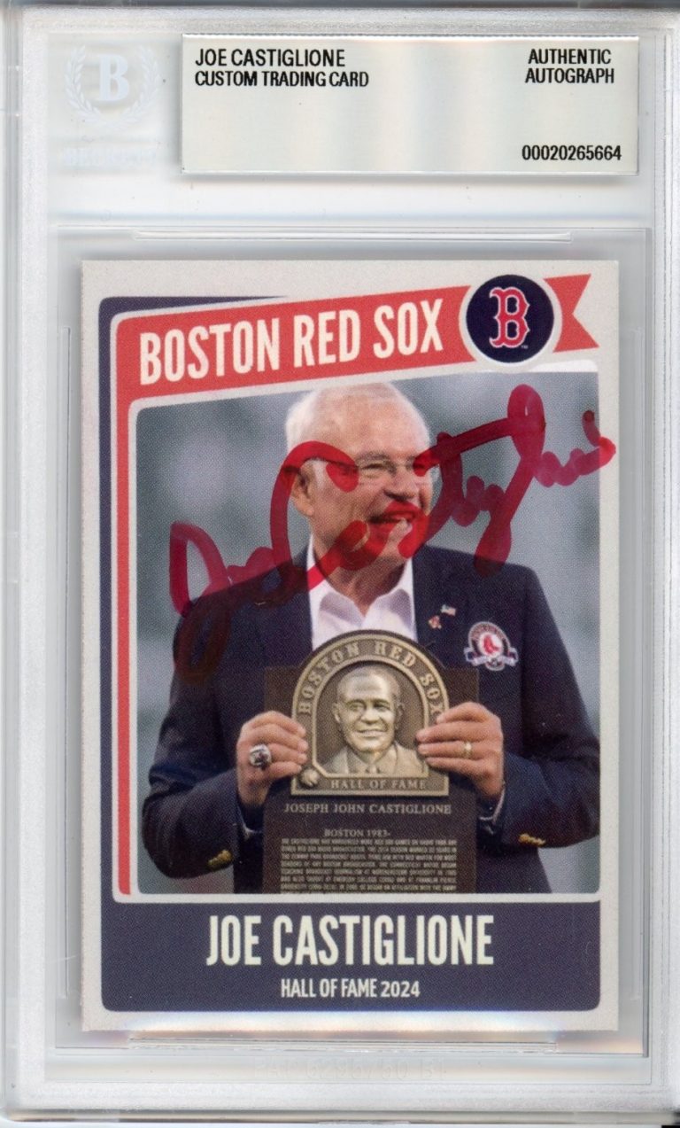JOE CASTIGLIONE SIGNED CUSTOM CARD BECKETT BAS AUTOGRAPH BOSTON RED SOX HOF