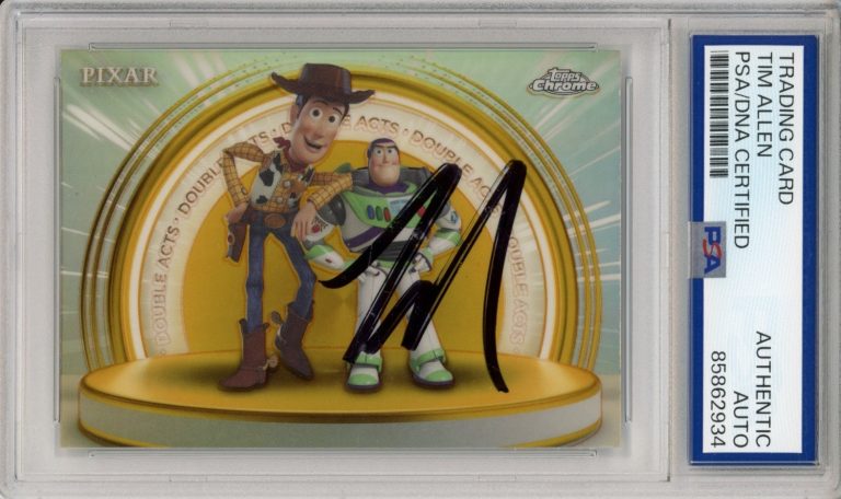 2025 TOPPS CHROME DISNEY DOUBLE ACT BUZZ SIGNED TOY STORY TIM ALLEN PSA DNA AUTO