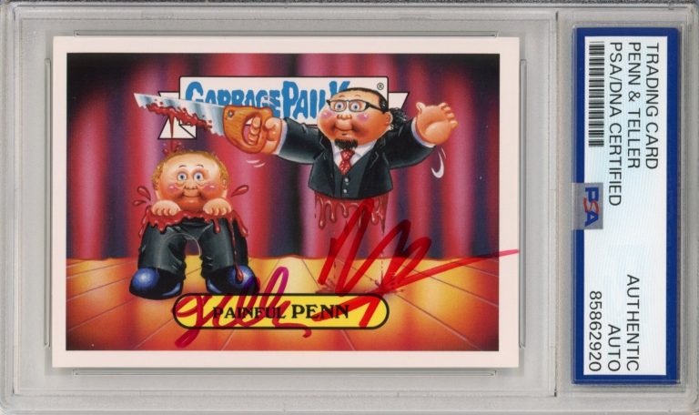 2016 Topps Garbage Pail Kids GPK Painful Penn & Teller SIGNED PSA DNA AUTOGRAPH