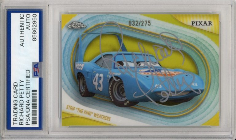 2025 TOPPS CHROME YELLOW REF /275 DISNEY CARS SIGNED KING RICHARD PETTY PSA DNA
