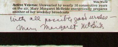 Mary Margaret McBride Vintage signed Radio Pioneer FC