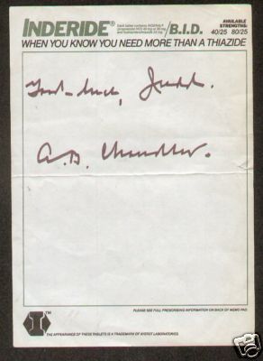 A.B. Happy Chandler signed autographed piece of paper