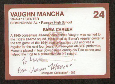 Vaughn Mancha signed auto Alabama's Finest Collegiate