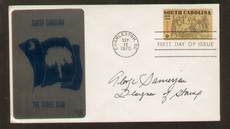 George Samerjan signed auto FDC Stamp Designer / Artist