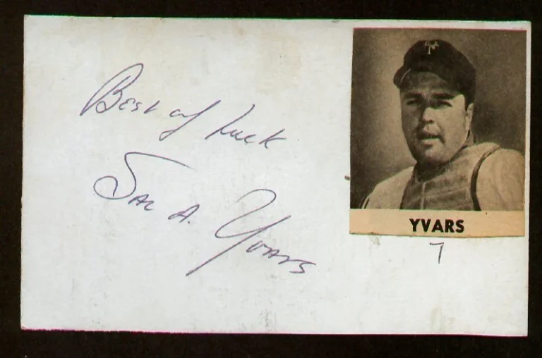 Sal Yvars signed autograph auto Vintage Baseball Player Cut d. 2008