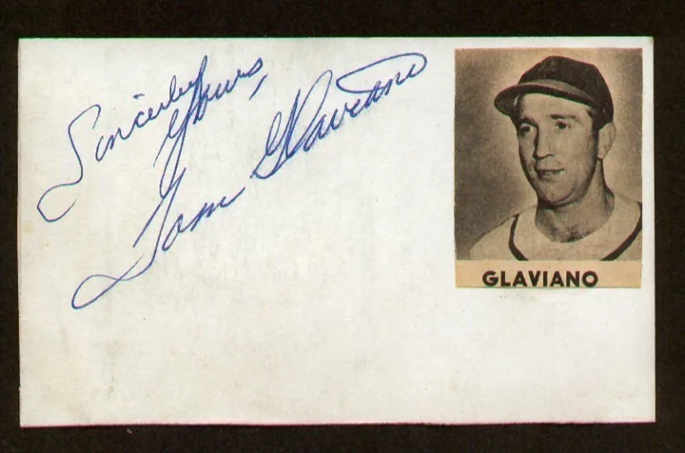 Tom Tommy Glaviano signed autograph auto Vintage Baseball Player Cut d. 2004