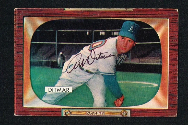 Art Ditmar No. 90 signed autograph auto 1955 Bowman Baseball Trading Card