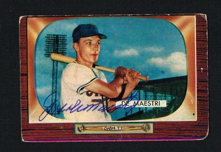 Joe De Maestri No. 176 signed autograph auto 1955 Bowman Baseball Trading Card