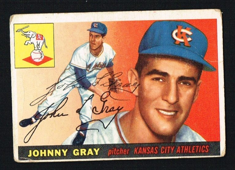Johnny Gray #101 signed autograph auto 1955 Topps Baseball Trading Card