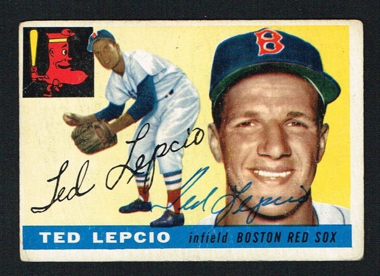 Ted Lepcio #128 signed autograph auto 1955 Topps Baseball Trading Card