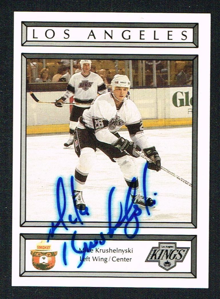 Mike Krushelnyski signed autograph auto L.A. Kings 1989 Smokey Bear Trading Card