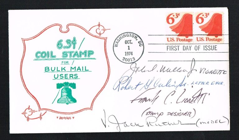 V. Jack Ruther, Robert Culin, John Wallace & Frank Lionetti signed autograph FDC