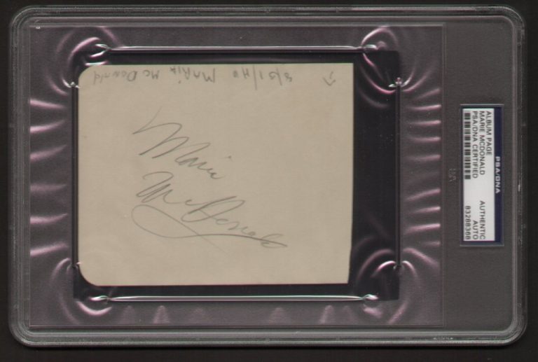 Marie The Body McDonald signed autograph Vintage Album Page PSA Slabbed d. 1965