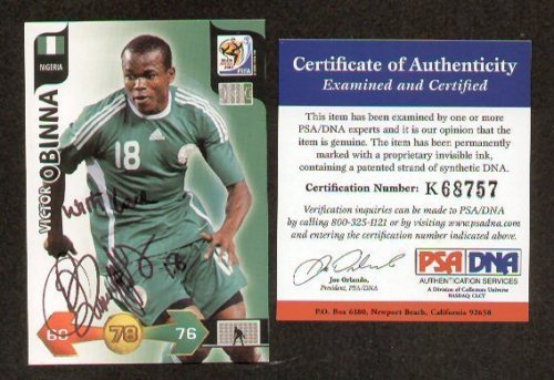 Victor Obinna signed auto 2010 Panini World Cup PSA