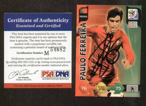 Paulo Ferreira signed auto 2010 Panini World Cup PSA