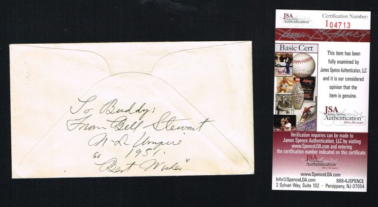 Bill Stewart (d 1964) signed autograph back of envelope Black Hawk Coach JSA