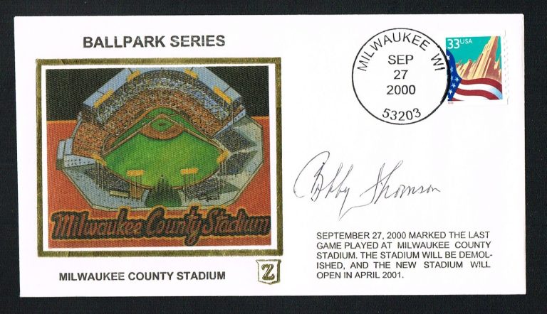 Bobby Thomson (d 2011) signed autograph Postal Cover Shot Heard Around the World