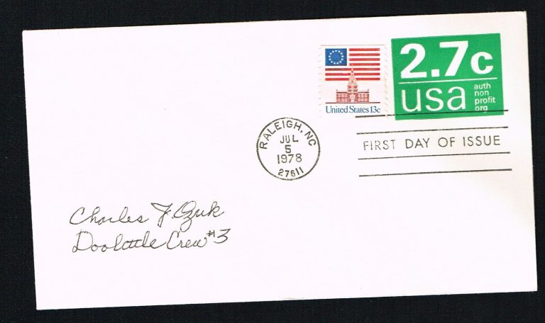 Charles Ozuk (d. 2010) signed autograph First Day Cover Doolittle Raider WWII