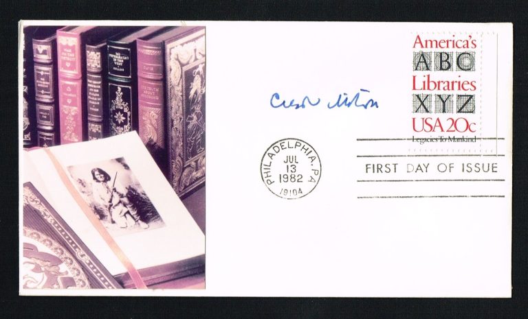 Czeslaw Milosz (d. 2004) signed autograph auto First Day Cover FDC Nobel Prize