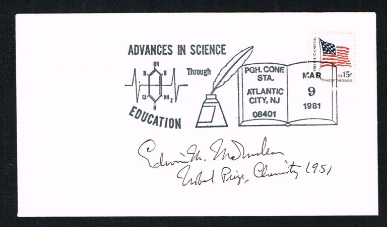 Edwin Mattison McMillan (d 1991) signed autograph auto Postal Cover Nobel Prize