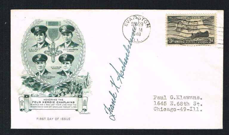 Frank Aschenbrenner (d. 2012) signed autograph Postal Cover Chicago Hornets