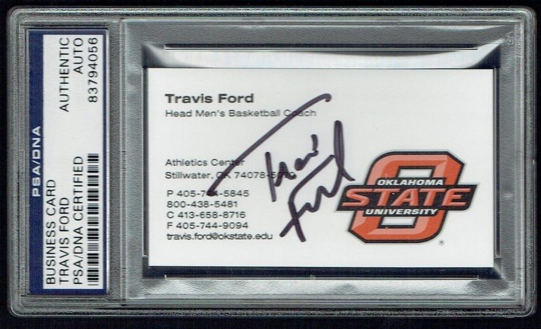 Travis Ford signed autograph Business Card Oklahoma State Football Coach PSA'ed