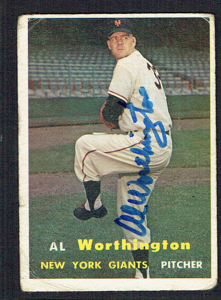 Al Worthington #39 signed autograph auto 1957 Topps Baseball Trading Card