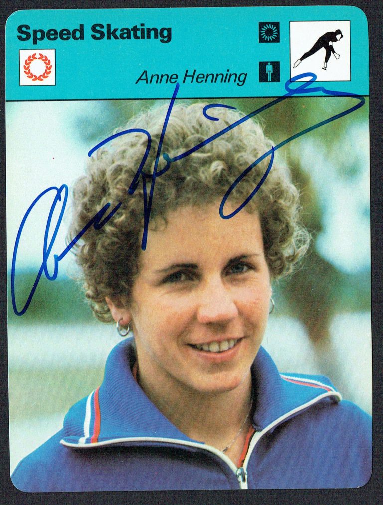 Anne Henning signed autograph auto 1978 Sportscaster Speed Skating Card