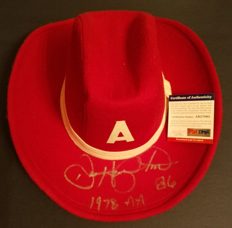 Dan Hampton signed autograph Vintage University of Arkansas Cowboy Hat PSA Cert
