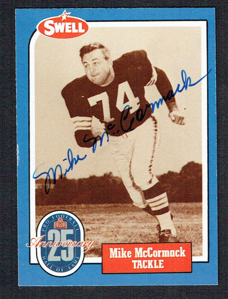 Mike McCormack #79 signed autograph 1988 Swell Pro Football Hall of Fame Card