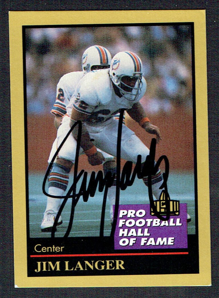 Jim Langer #82 signed autograph 1991 Enor Pro Football Hall of Fame Card
