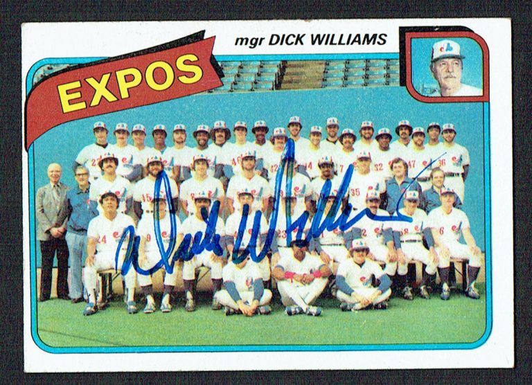 Dick Williams #479 signed autograph auto 1980 Topps Baseball Trading Card