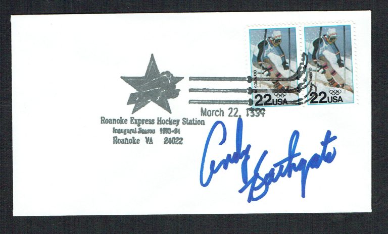 Andy Bathgate (d. 2016) signed autograph Postal Cover Hockey Hall of Fame 1978