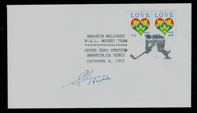 Glenn Hall signed autograph Postal Cover Goaltender / Hockey Hall of Fame 1975