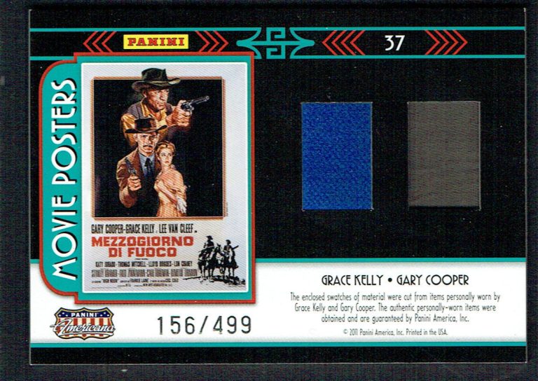 Grace Kelly Gary Cooper 2011 Panini Americana Material Swatch High Noon 156/499