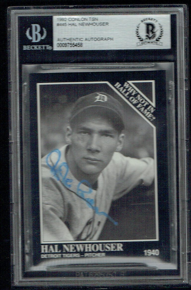 Hal Newhouser #445 signed autograph 1992 Conlon Sporting News Card BAS Slabbed