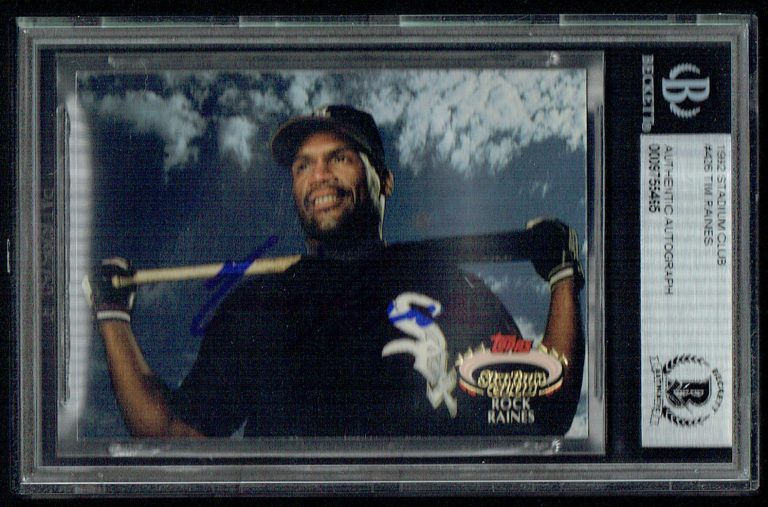 Tim Raines #436 signed autograph auto 1992 Stadium Club Card BAS Slabbed