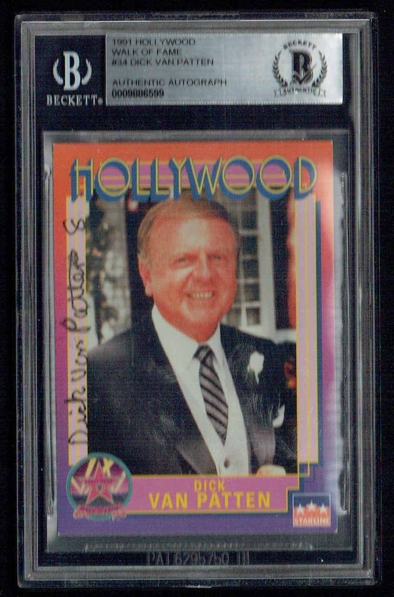 Dick Van Patten (d. 2015) signed autograph Hollywood Walk of Fame Card BAS Slab