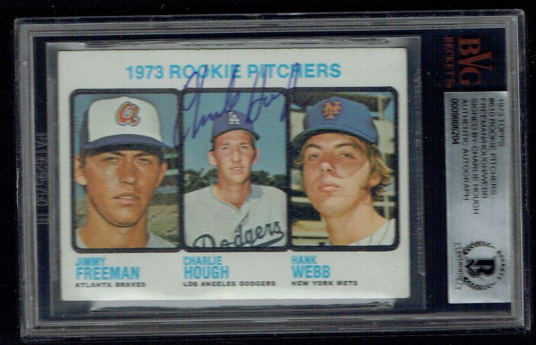 Charlie Hough #610 signed autograph auto 1973 Topps Baseball Card BAS Slabbed