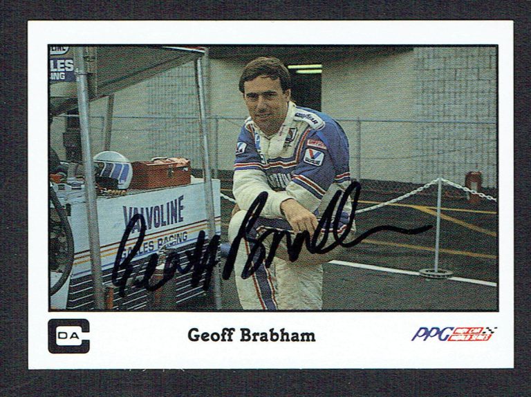 Geoff Brabham #5 signed autograph auto 1987 A&S Racing PPG Indy Trading Card
