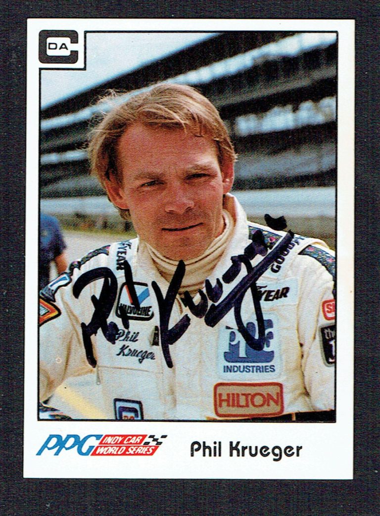 Phil Krueger #2 signed autograph auto 1984 A&S Racing PPG Indy Trading Card