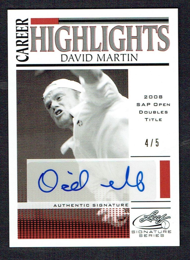 David Martin CH-DM1 signed autograph auto 2017 Leaf Tennis Career Highlights 4/5