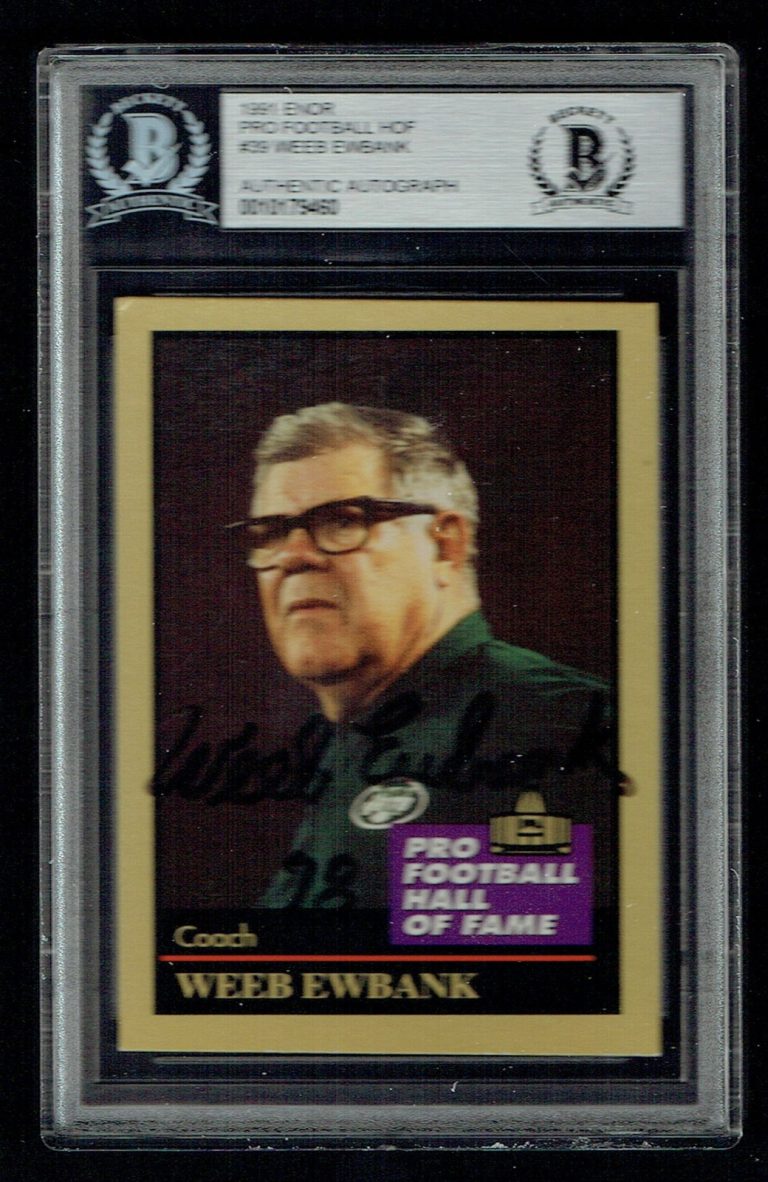 Weeb Ewbank #39 signed autograph 1991 Enor Pro Football Hall of Fame Card BAS