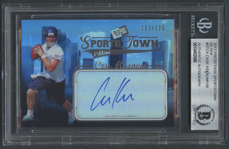 Case Keenum signed autograph auto 2012 Press Pass Sportstown Silver 123/125 BAS