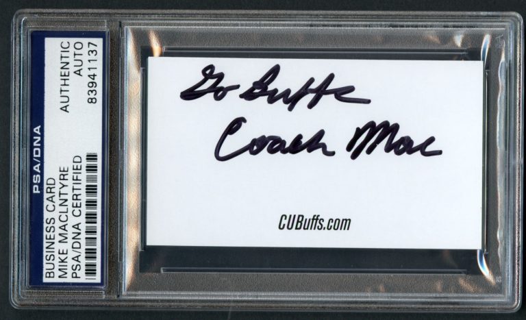 Mike MacIntyre signed autograph auto Colorado Football Coach Business Card PSA
