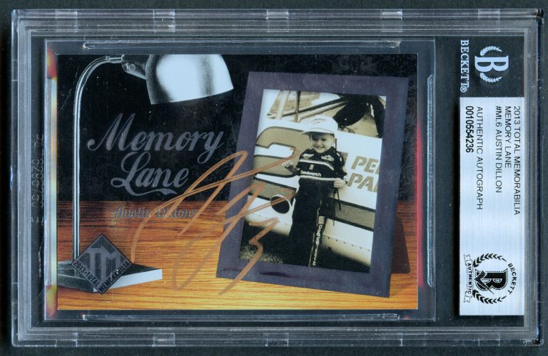 Austin Dillon signed autograph auto 2013 Total Memorabilia Memory Lane Card BAS