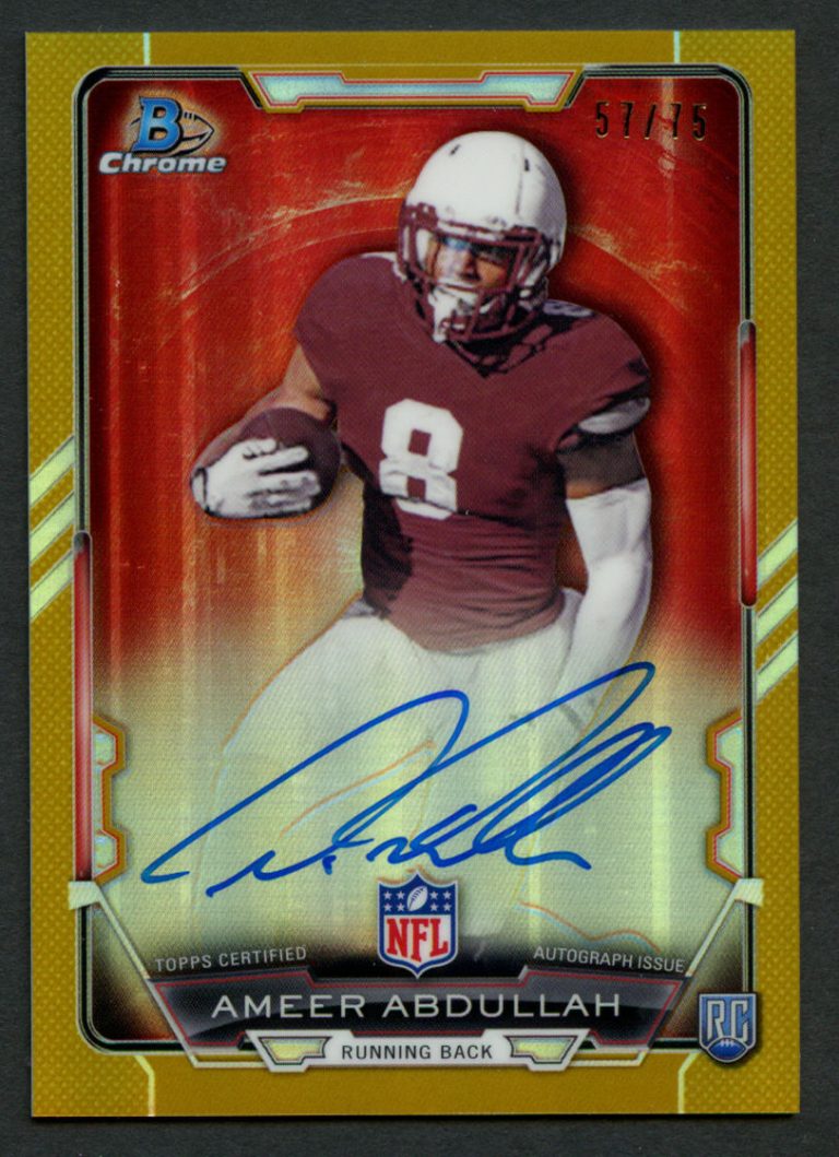 Ameer Abdullah #RCRA-AAB signed autograph auto 2015 Bowman Chrome Refractor 5/75